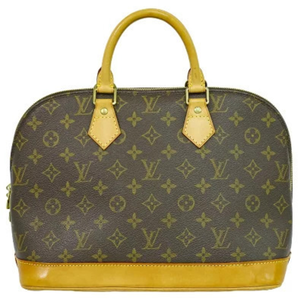 Louis Vuitton LV Alma Monogram Top Handle Bag Canvas Leather Brown